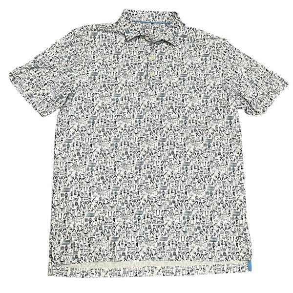 Johnnie-O Tailgate Performance Polo Navy/White Large