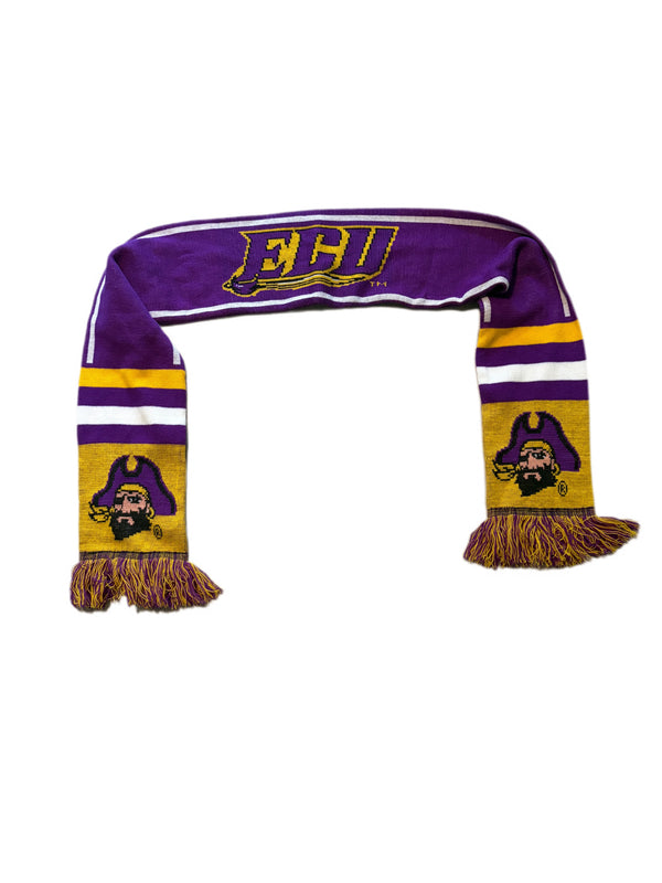 ECU PIRATES SLOGAN SCARF GOLD PURPLE