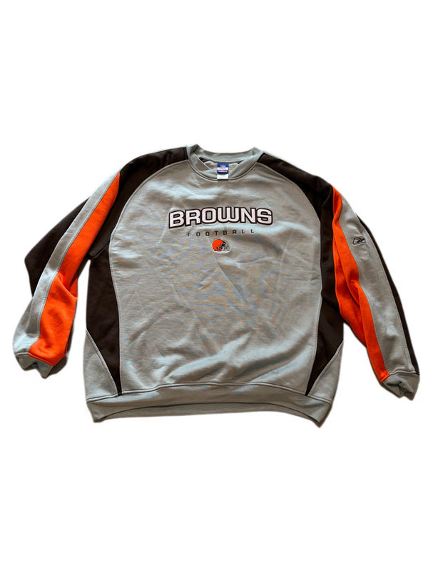 VINTAGE 1990'S REEBOK CLEVELAND BROWNS CREWNECK PULLOVER SILVER