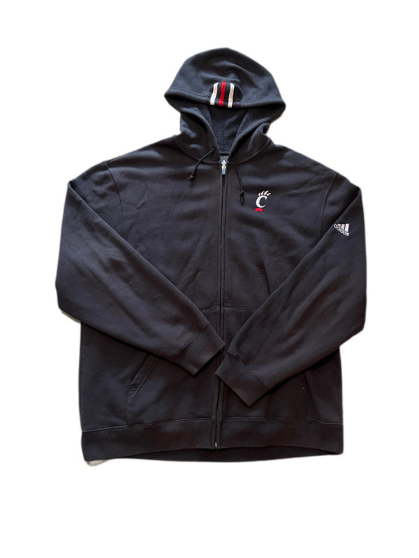 ADIDAS CINCINNATI BEARCATS BLACK FULL ZIP LOGO HOODIE