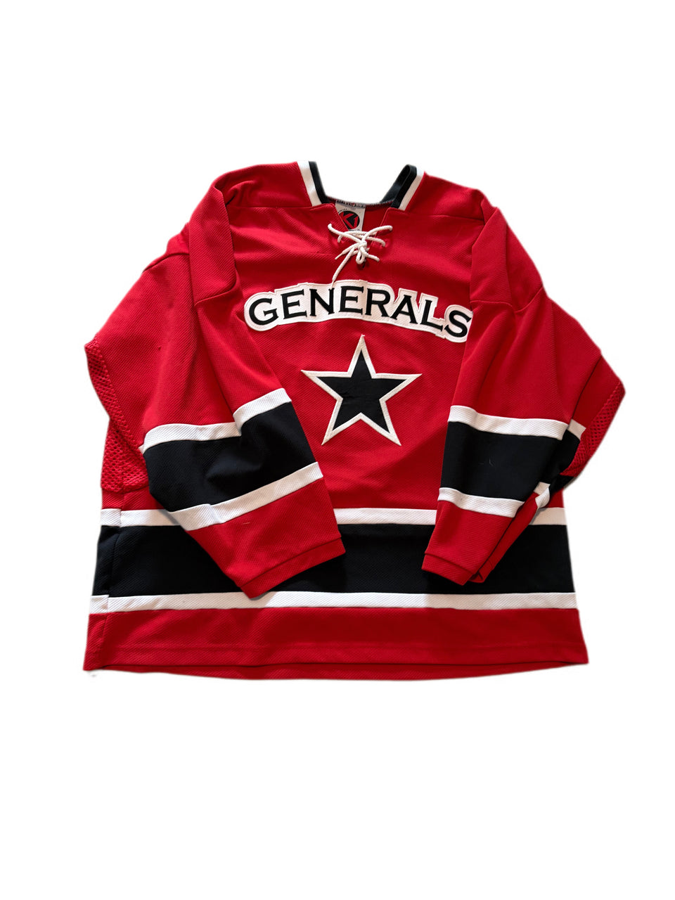 K1 SPORTSWEAR GREENSBORO GENERALS RED BLACK AND WHITE HOCKEY JERSEY