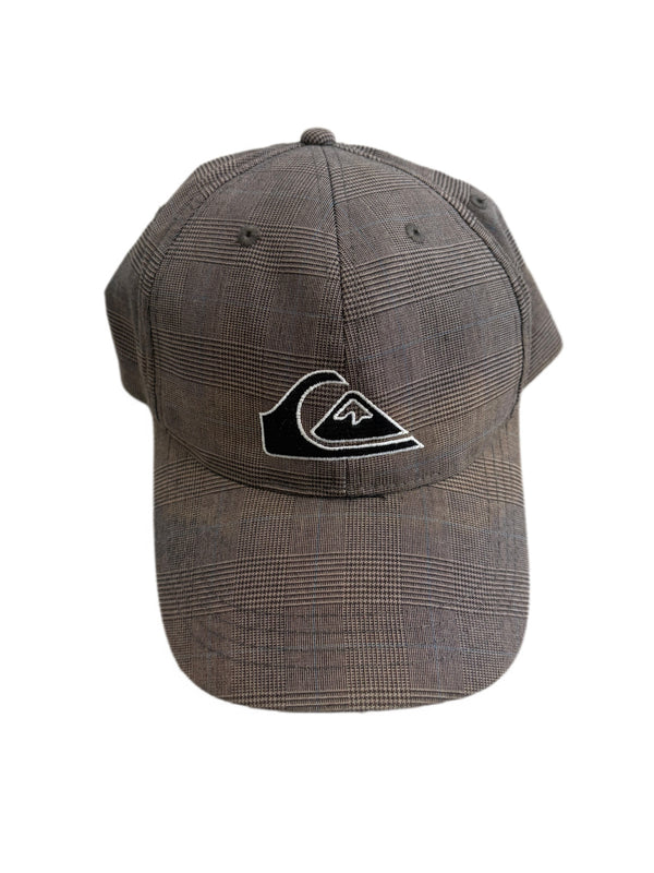 QUIKSILVER DECADES GRAY PLAID PATTERN SNAPBACK HAT