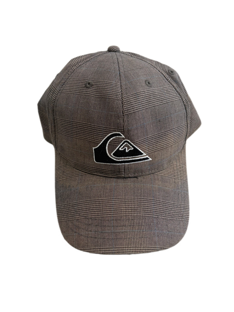 QUIKSILVER DECADES GRAY PLAID PATTERN SNAPBACK HAT
