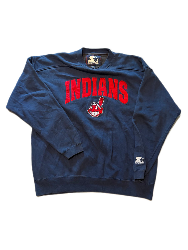VINTAGE STARTER CLEVELAND INDIANS PULLOVER SWEATSHIRT CHIEF WAHOO LOGO&nbsp;