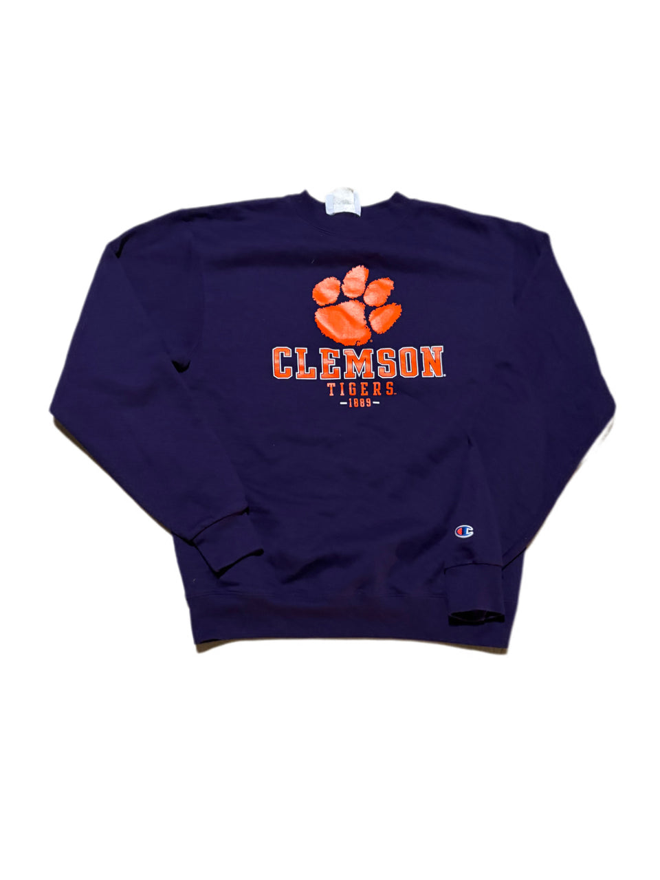 VINTAGE CHAMPION CLEMSON TIGERS PURPLE PULLOVER SWEATER&nbsp;