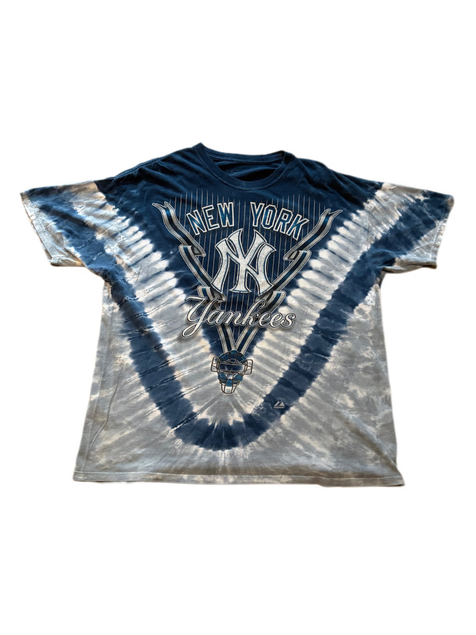 RETRO NEW YORK YANKEES BASEBALL TIE DYE LIQUID BLUE TEE