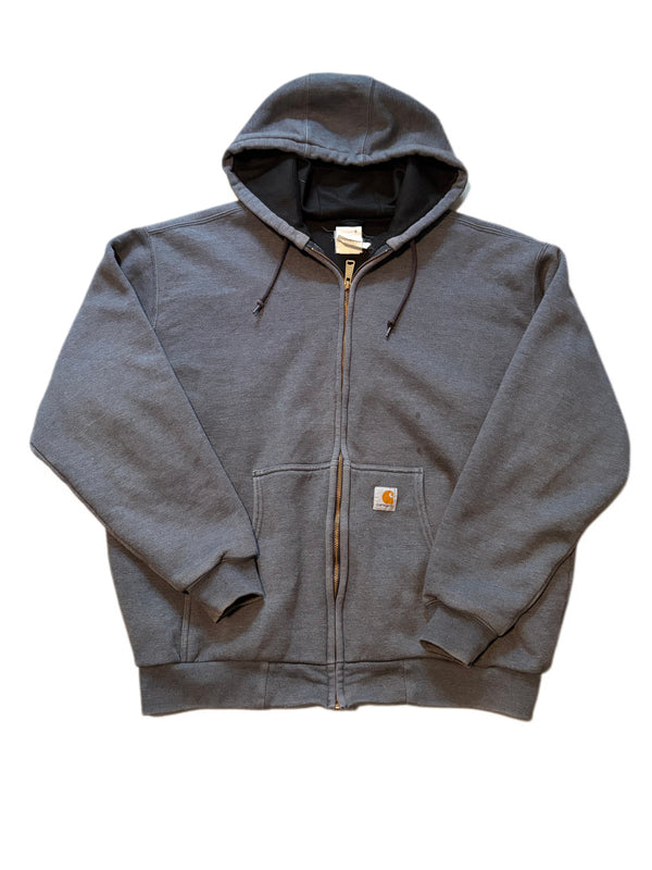 VINTAGE CARHARTT RAIN DEFENDER HEAVY HOODIE JACKET GRAY THERMAL LINED