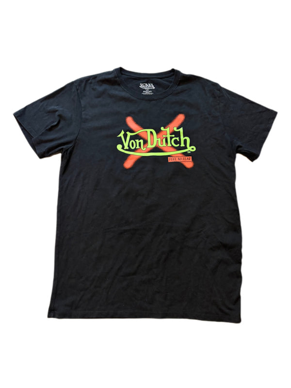 VON DUTCH OPEN YOUR MIND FEEL NO FEAR BLACK GRAPHIC TEE