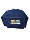 VINTAGE 1990'S NAVY BLUE CHRISTMAS VILLAGE SCENE SNOWFALL CREWNECK PULLOVER