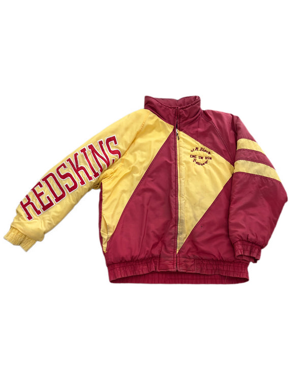 VINTAGE LOGO 7 WASHINGTON REDSKINS J.R BLACK EMBROIDERED LOGO PUFFY JACKET