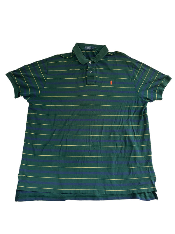 VINTAGE RALPH LAUREN GREEN STRIPED RUGBY POLO SHIRT