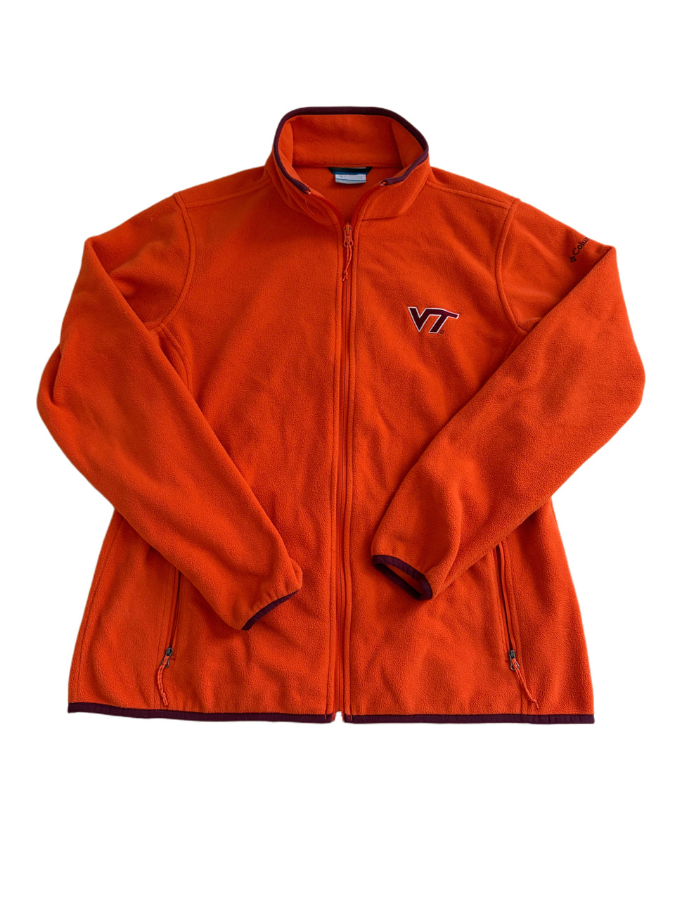 ORANGE COLUMBIA SPORTSWEAR VIRGINIA TECH HOKIES FULL ZIP FLEECE JACKET