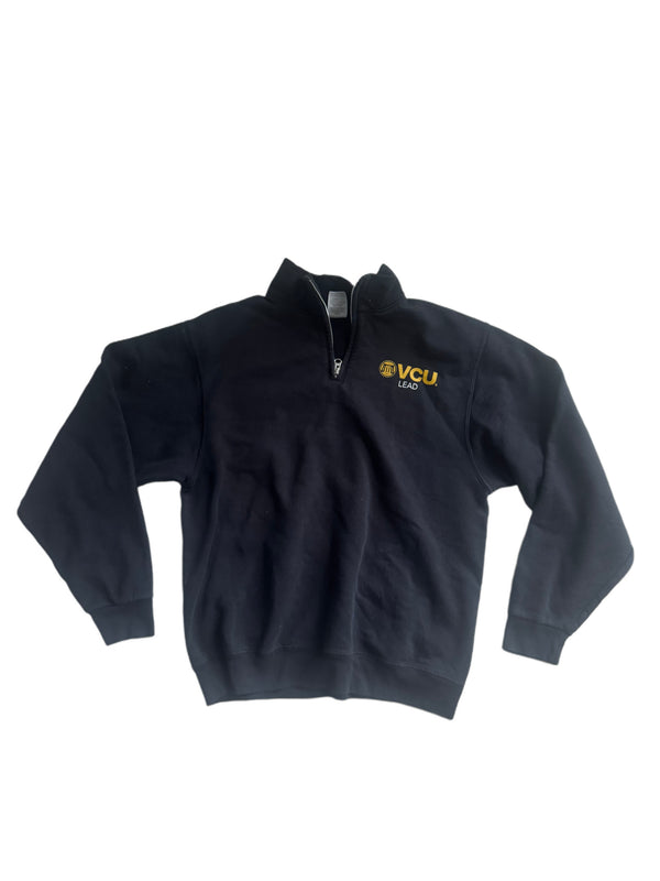 JERZEES BLACK VCU RAMS LEADER QUARTER ZIP CREWNECK