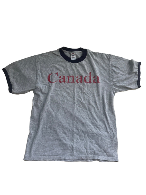 VINTAGE DELTA PRO WEIGHT HEATHER GRAY CANADA RINGER SHIRT