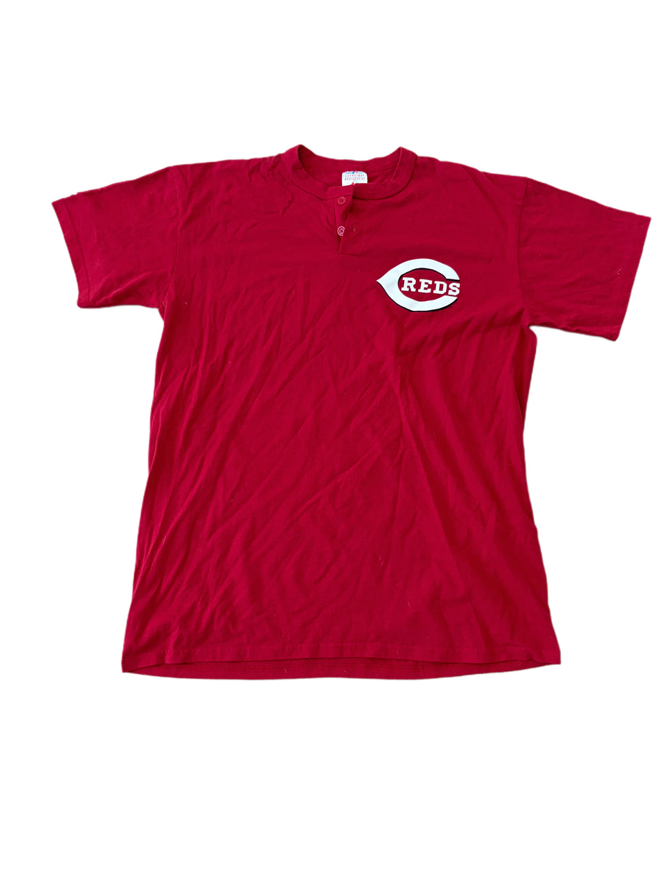 VINTAGE MAJESTIC CINCINNATI REDS TWO BUTTON BASEBALL JERSEY SHIRT