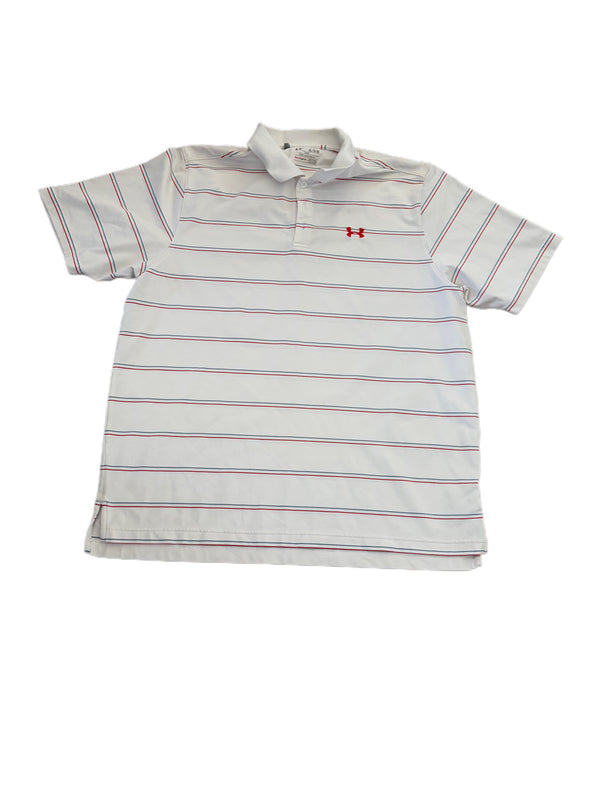 WHITE STRIPED UNDER ARMOUR PLAYOFF POLO