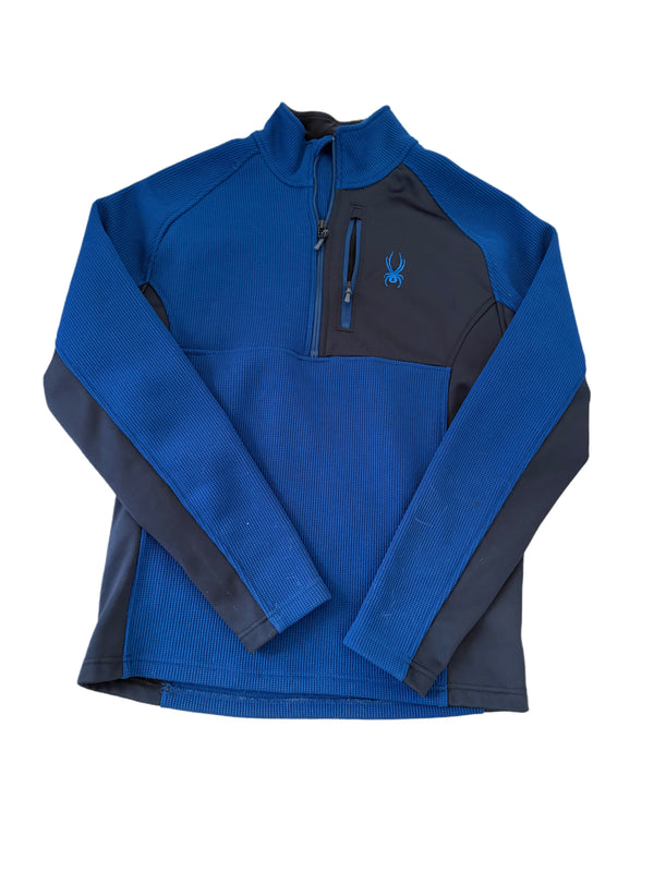 SPYDER GAIT KNIT BLUE TEXTURED QUARTER ZIP JACKET