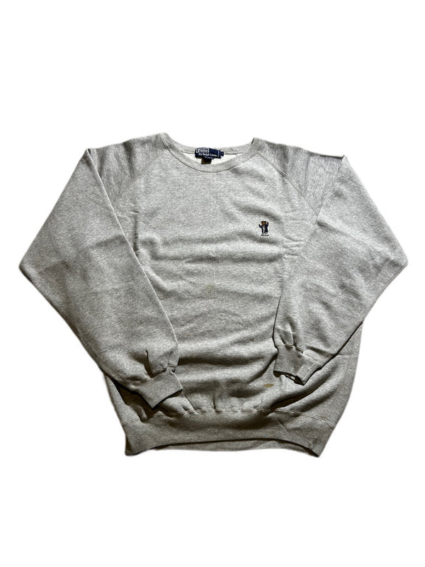POLO RALPH LAUREN GREY POLO BEAR CREWNECK SWEATSHIRT
