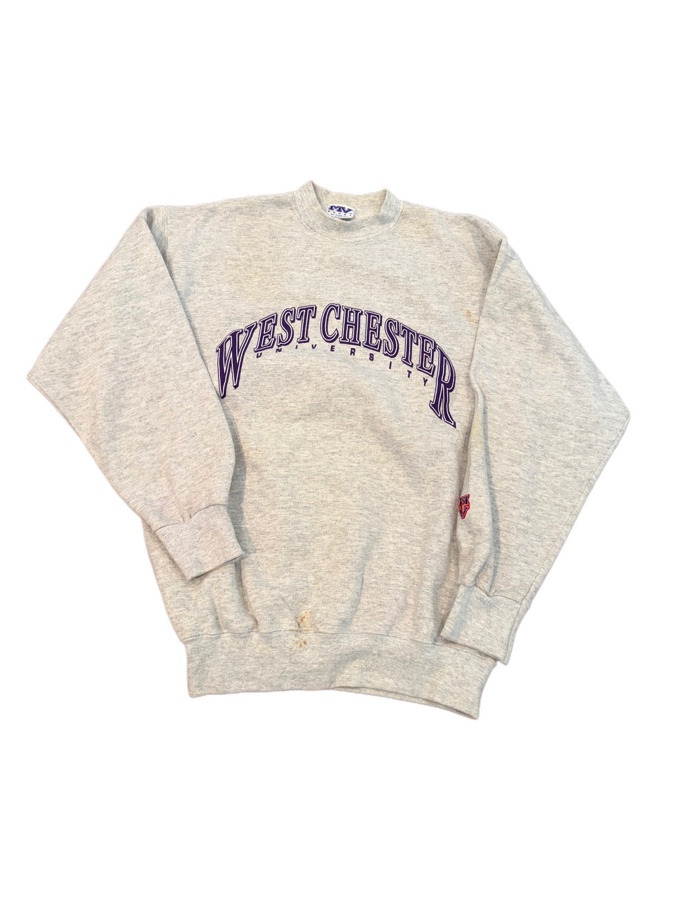 VINTAGE MV SPORT WESTCHESTER UNIVERSITY EMBROIDERED LOGO CREW NECK