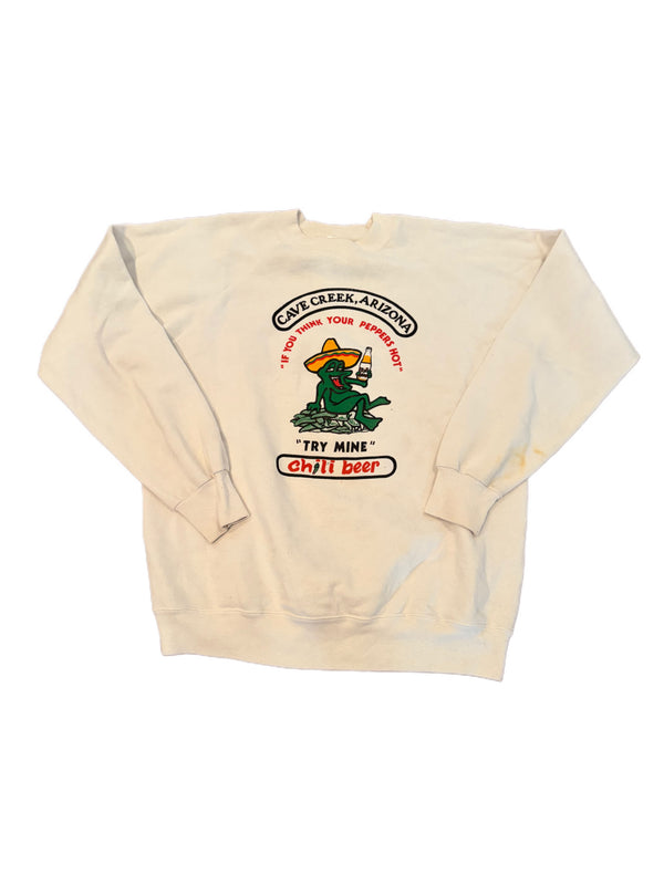 VINTAGE CAVE CREEK ARIZONA CHILI BEER FROG GRAPHIC CREWNECK