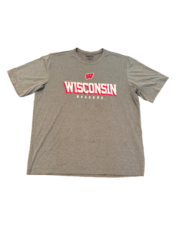 CAPTIVATING GRAY WISCONSIN BADGERS LOGO SHIRT