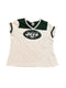WOMEN'S WHITE AND GREEN NEW YORK JETS TEAM APPAREL V NECK DISTRESSED LOGO SHIRT