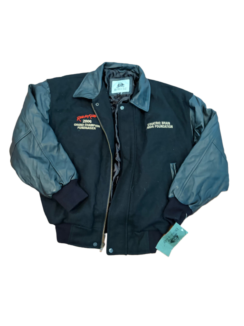 VINTAGE 2006 BURKS BAY LEATHER RIDE FOR KIDS FUNDRAISER VARSITY JACKET