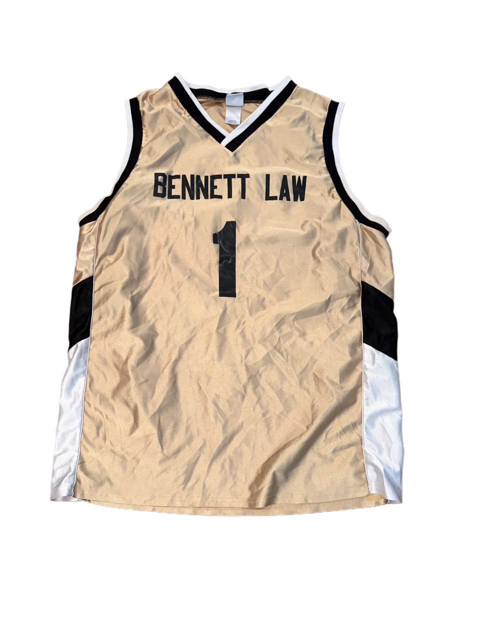 GOLD AND BLACK BENNETT LAW #1 BASKETBALL JERSEY