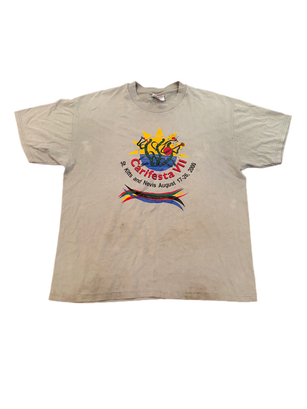VINTAGE 2000 BEIGE CARIFESTA VII FESTIVAL GRAPHIC SHIRT