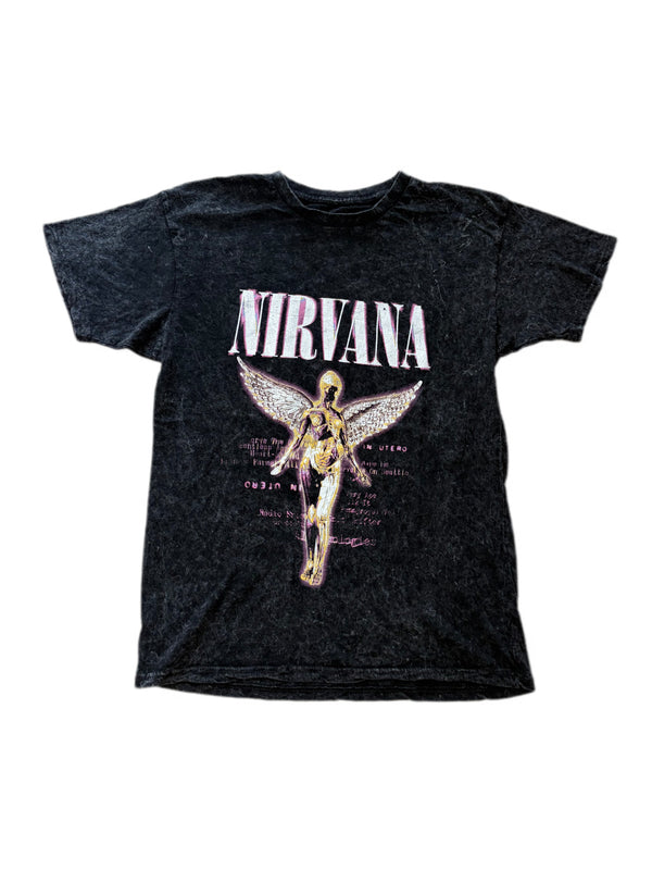 NIRVANA IN UTERO FAIRY GRUNGE BAND MINERAL WASH TEE