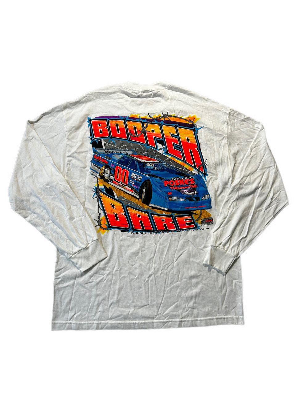 Long Sleeve Booper Bare 00 White Racing Tee.