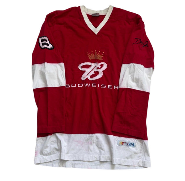 DALE EARNHARDT JR NASCAR RED AND WHITE LONG SLEEVE JERSEY