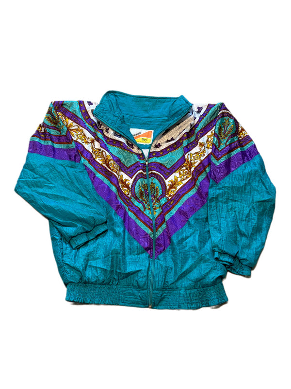 VINTAGE RESORT BAY MULTI PATTERN WINDBREAKER TRACKSUIT JACKET