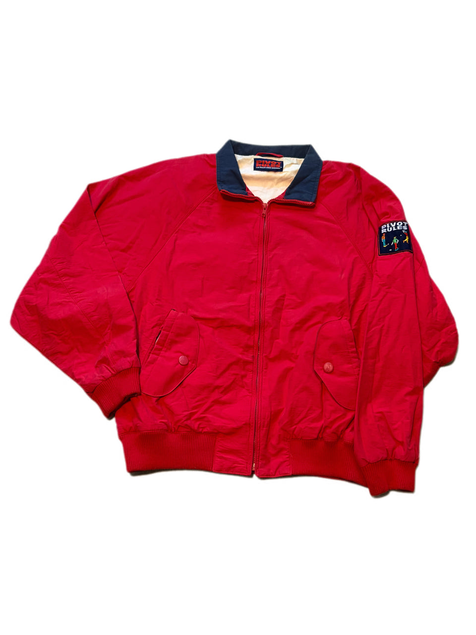 VINTAGE PIVOT RULES GRAPHIC SIDE PATCH WINDBREAKER JACKET