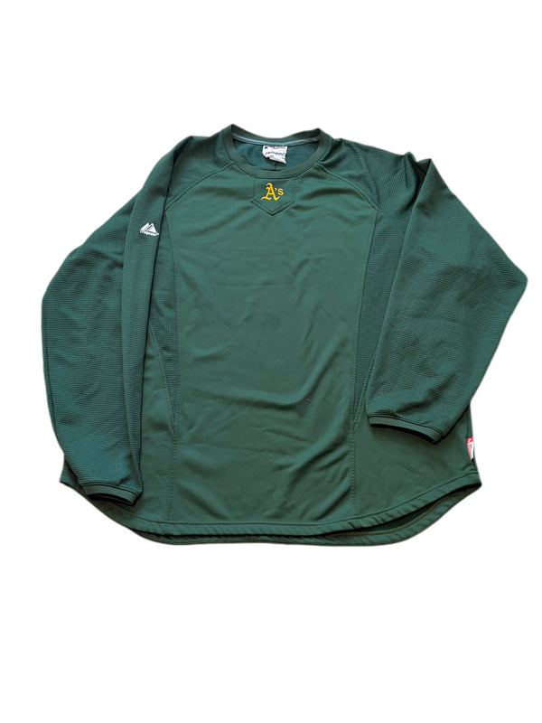 AUTHENTIC MAJESTIC OAKLAND ATHLETICS THERMA BASE CREWNECK PULLOVER