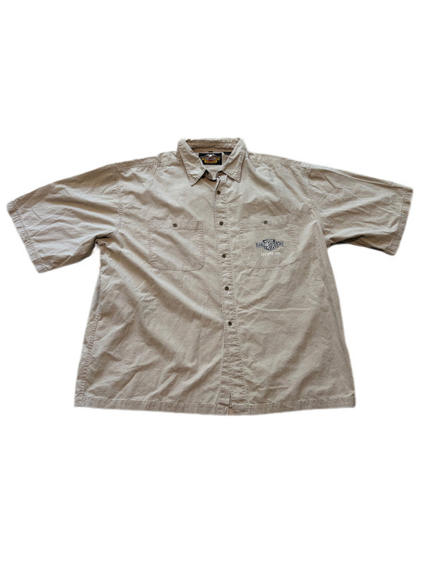 VINTAGE 1995 HARLEY DAVIDSON DAYTONA TAN BUTTON DOWN POLO