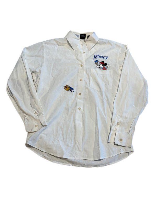 VINTAGE DISNEY MICKEY PAINTING BUCKET BUTTON DOWN SHIRT