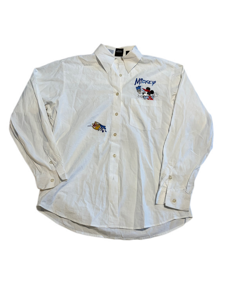 VINTAGE DISNEY MICKEY PAINTING BUCKET BUTTON DOWN SHIRT