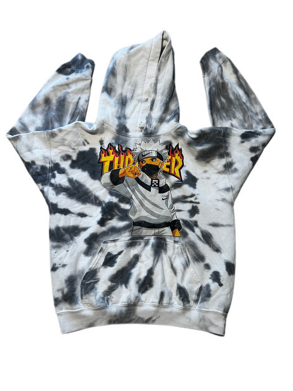TIE DYE THRASHER GRAPHIC HOODIE