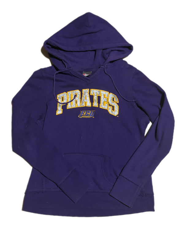 KA APPAREL WOMEN'S EAST CAROLINA PIRATES PURPLE SHINY LOGO HOODIE