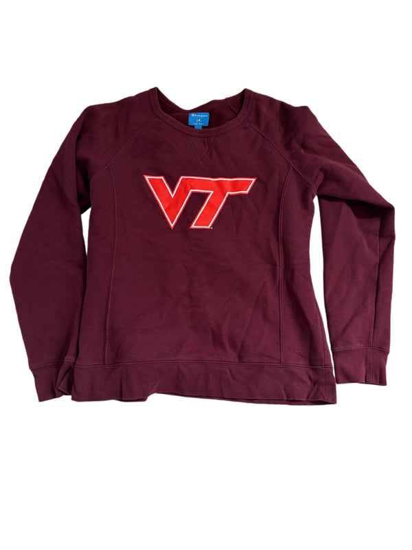 CHAMPION MAROON VIRGINIA TECH HOKIES LARGE LOGO CREWNECK